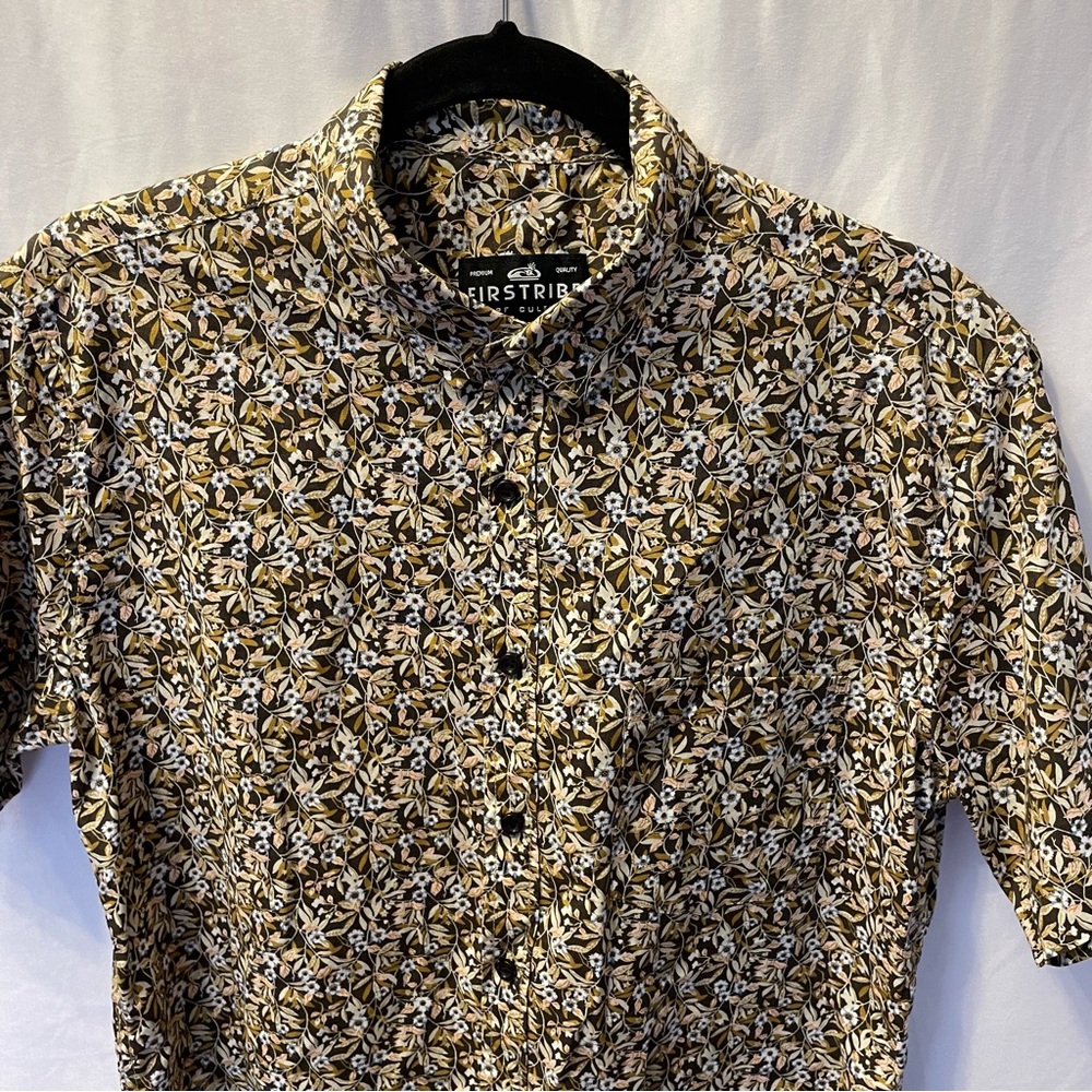 Firstribe‎ Surf Culture Large Short Sleeve Button Up Shirt Floral Artsy Bold - Picture 4 of 15